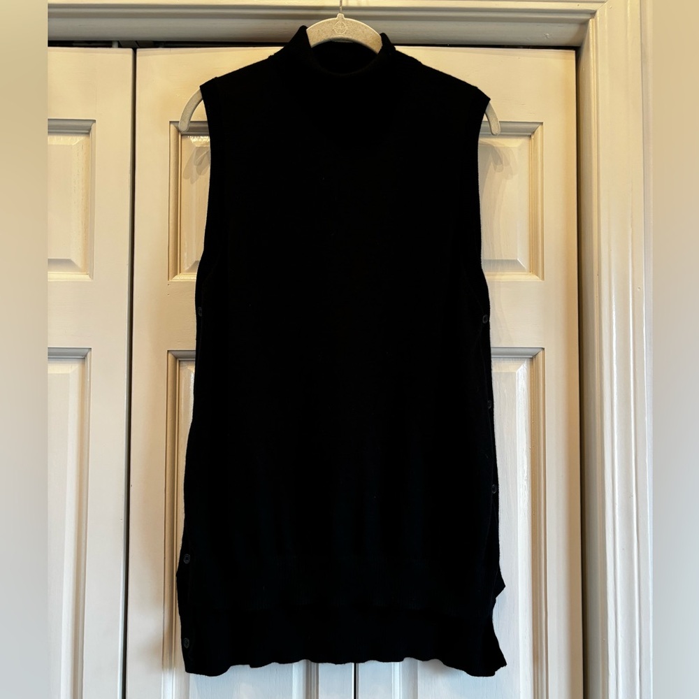 The Limited asymmetrical sleeveless turtleneck tunic, side button sweater, XL
